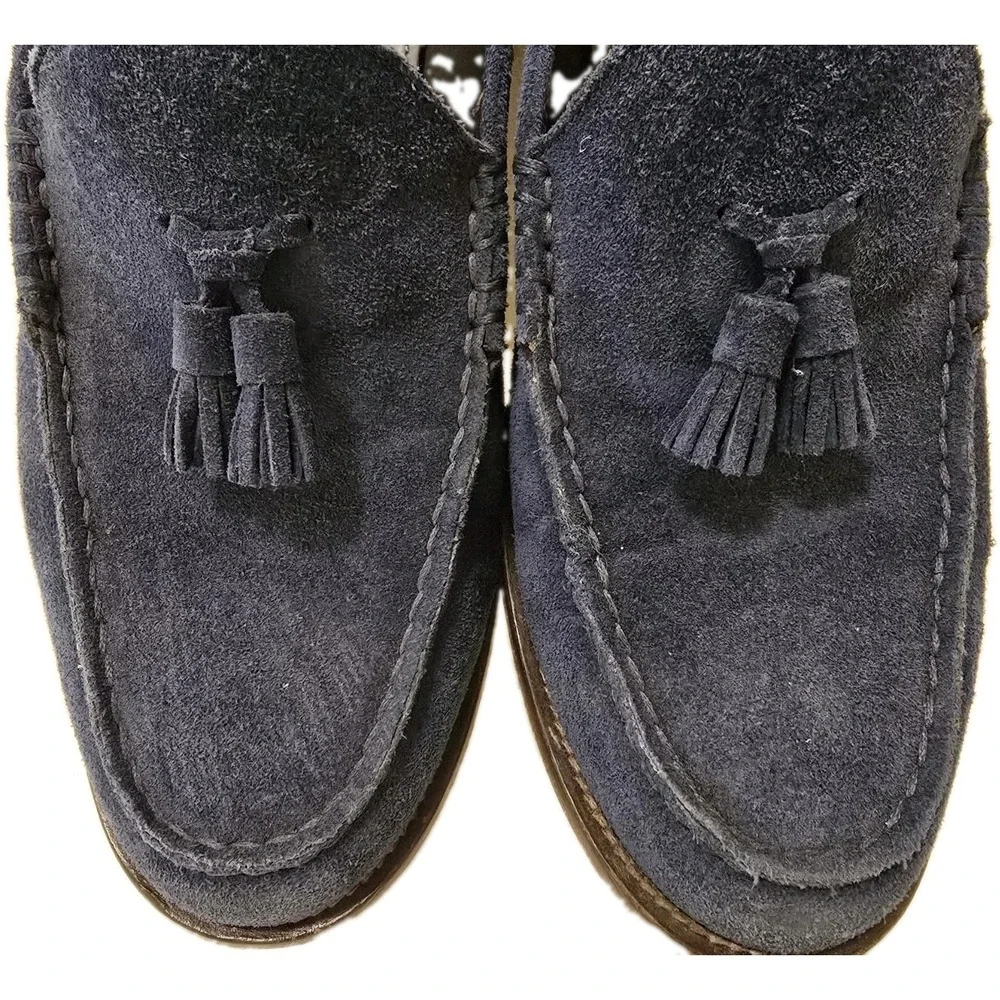 Bruno Magli NILO Navy Blue Loafer Tassels Suede Leather Mens Size 12 Italy